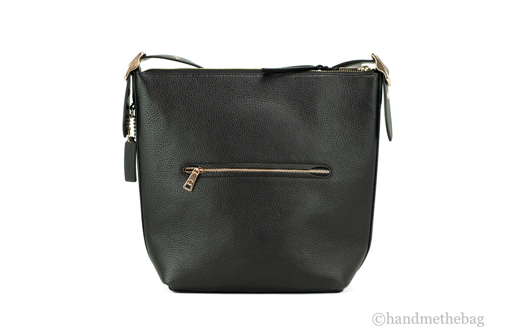Coach (C2818) Val Black Pebbled Leather Duffle Shoulder Handbag Purse Bag